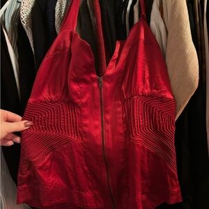 Vintage Bebe Red Halter Top with Zipper